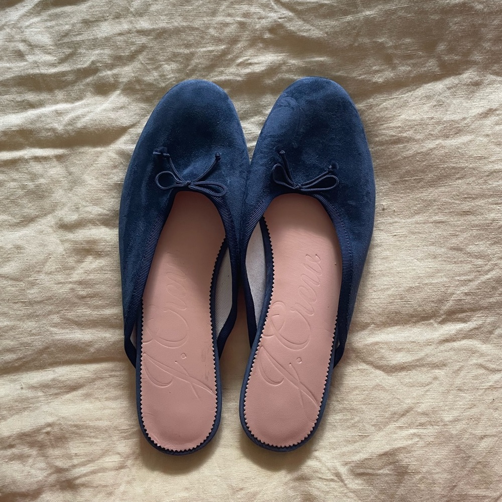 J crew Blue Suede Ballet Flat Mules